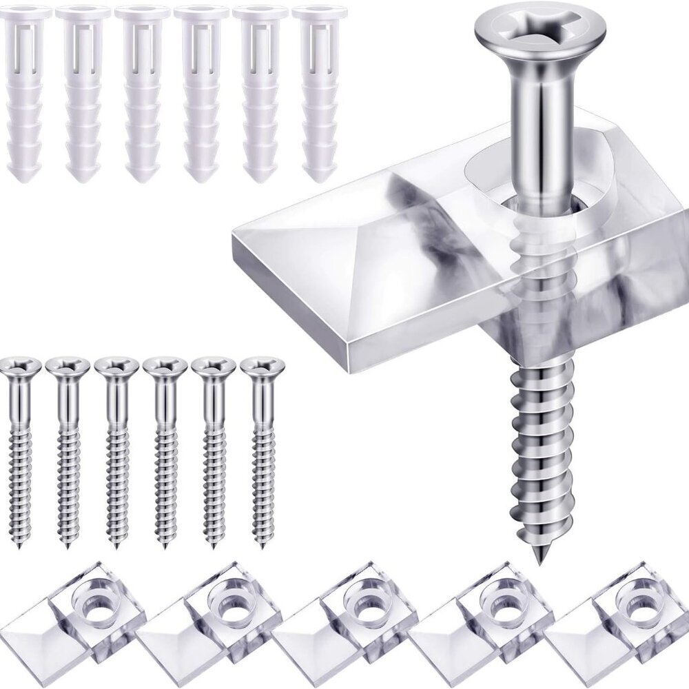 20 Pack Mirror Holder Clips for 6 mm in 6/25 Glass Mirror Hanging Kit for Wall M